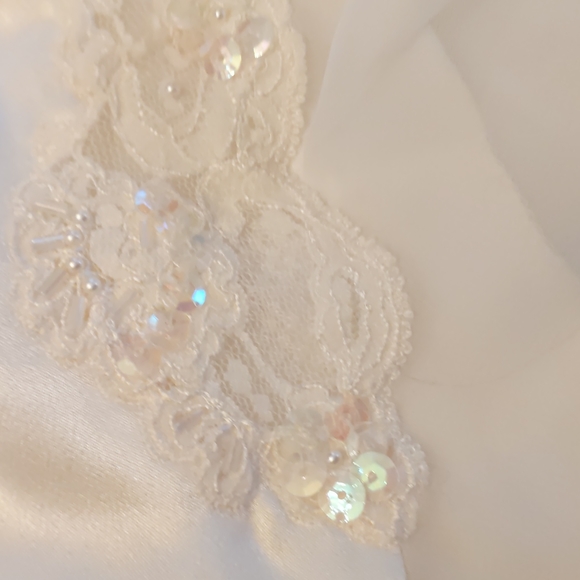 White satin, lace, and sequin tap pants-sz P - Picture 3 of 3